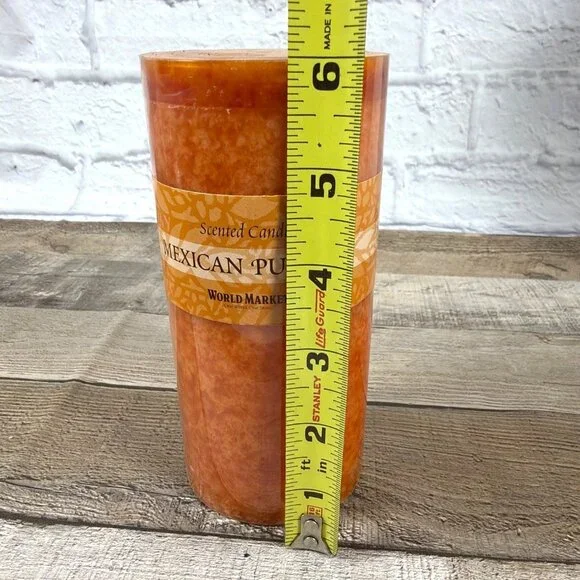 2009 Mexican Pumpkin Spice Scent Pillar Candle 6" Tall Orange Fall Harvest Décor - Picture 5 of 7
